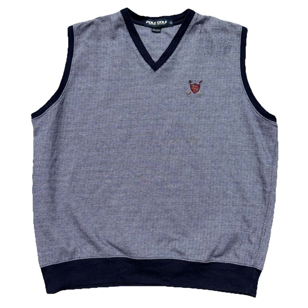 Polo Golf Ralph Lauren Sweater Vest Mens XL* Navy VTG Classic Cotton Preppy